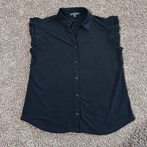 Adrianna Papell Black Boxy Button Down Shirt